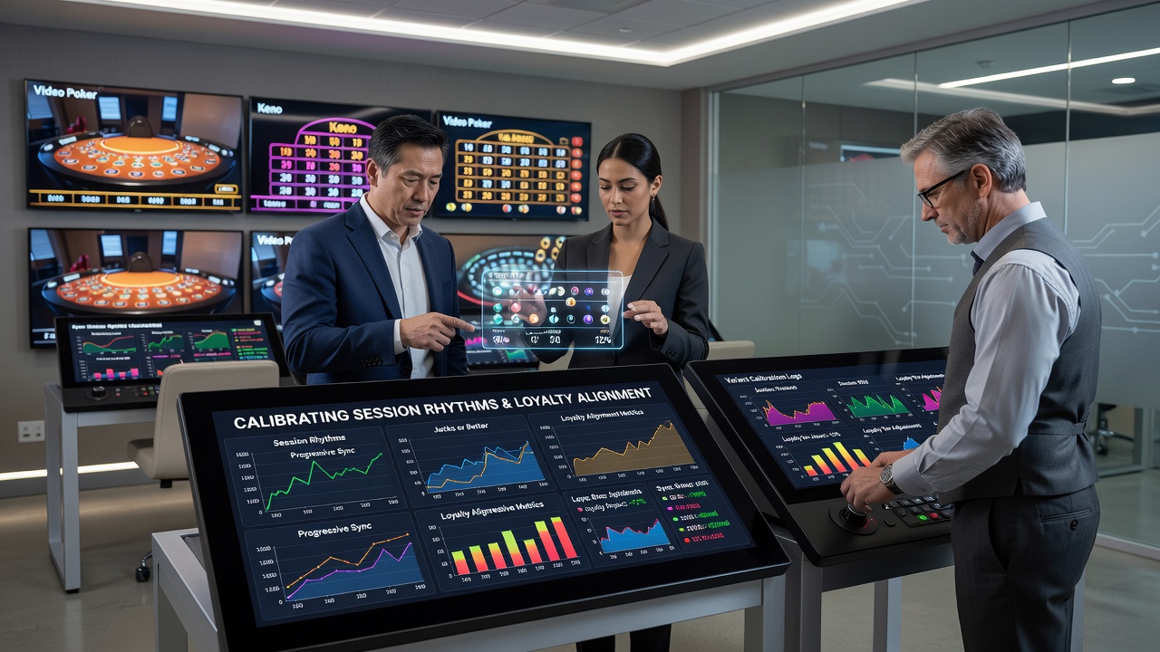 Keno progressive displays and loyalty card readers at a casino terminal bank