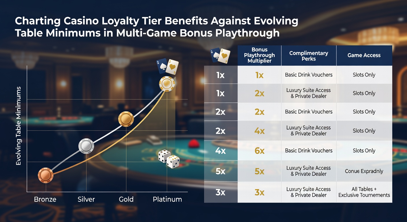 Detailed comparison of casino loyalty tiers against changing table minimums during bonus playthroughs