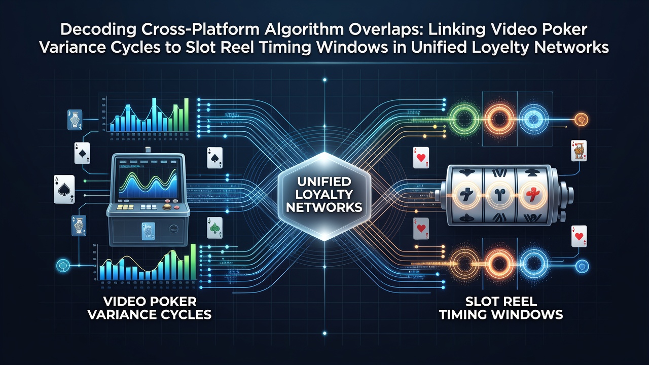 Visualization of algorithm overlaps connecting video poker variance cycles with slot reel timing in loyalty networks