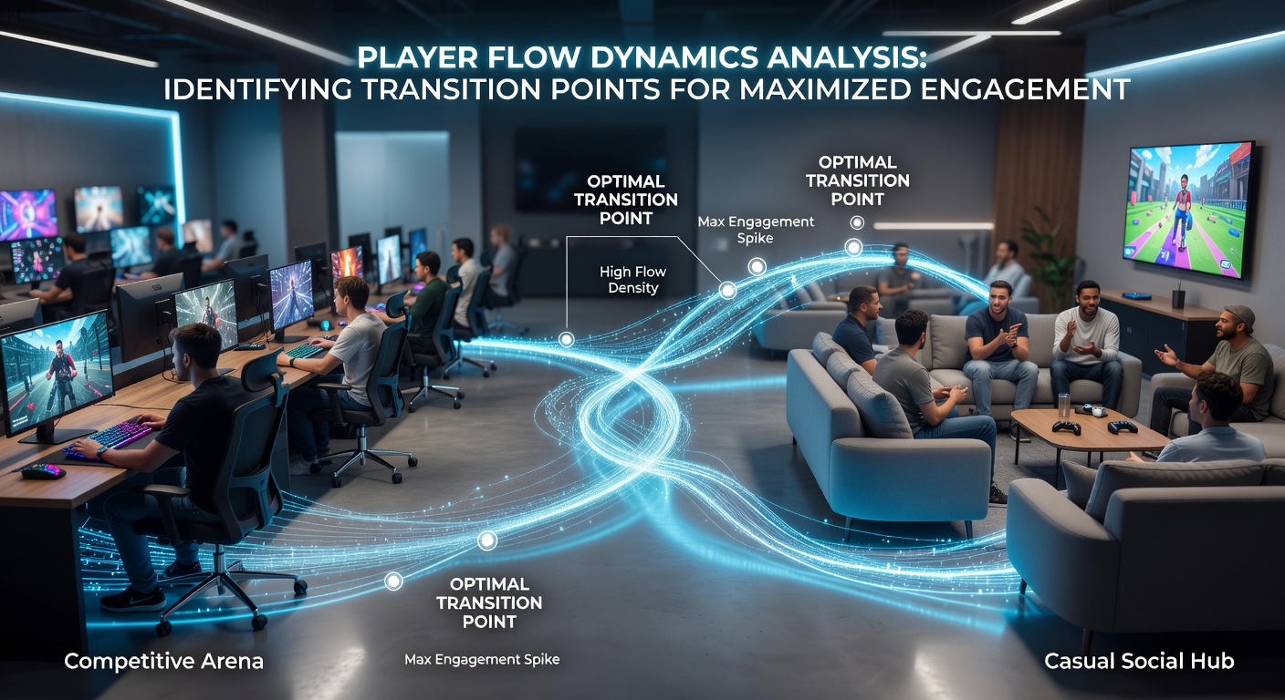 Casino floor plan highlighting transition zones between gaming areas with overlaid flow arrows