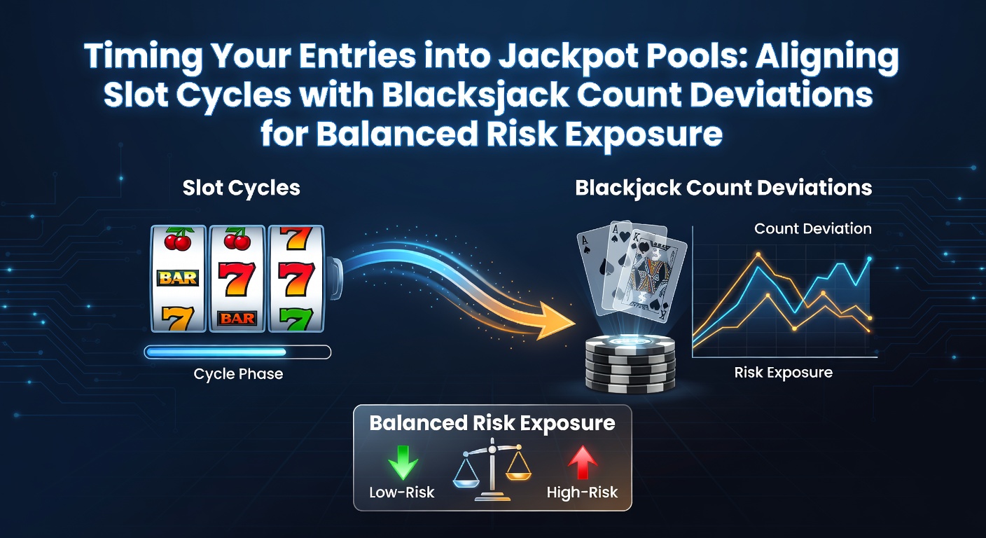 Diagram showing slot machine cycles aligned with blackjack card counting deviations for jackpot timing