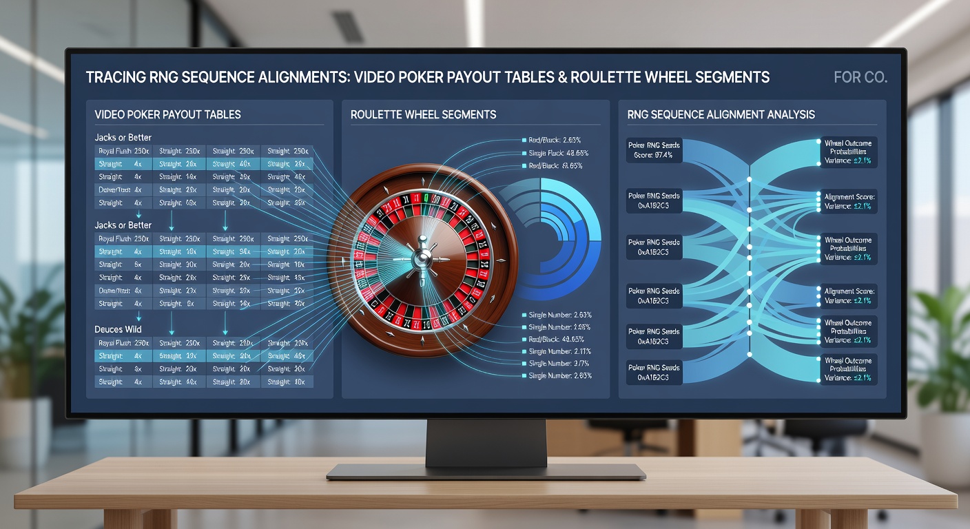 Detailed chart mapping video poker RNG payout sequences to roulette wheel segment distributions for bonus tracking
