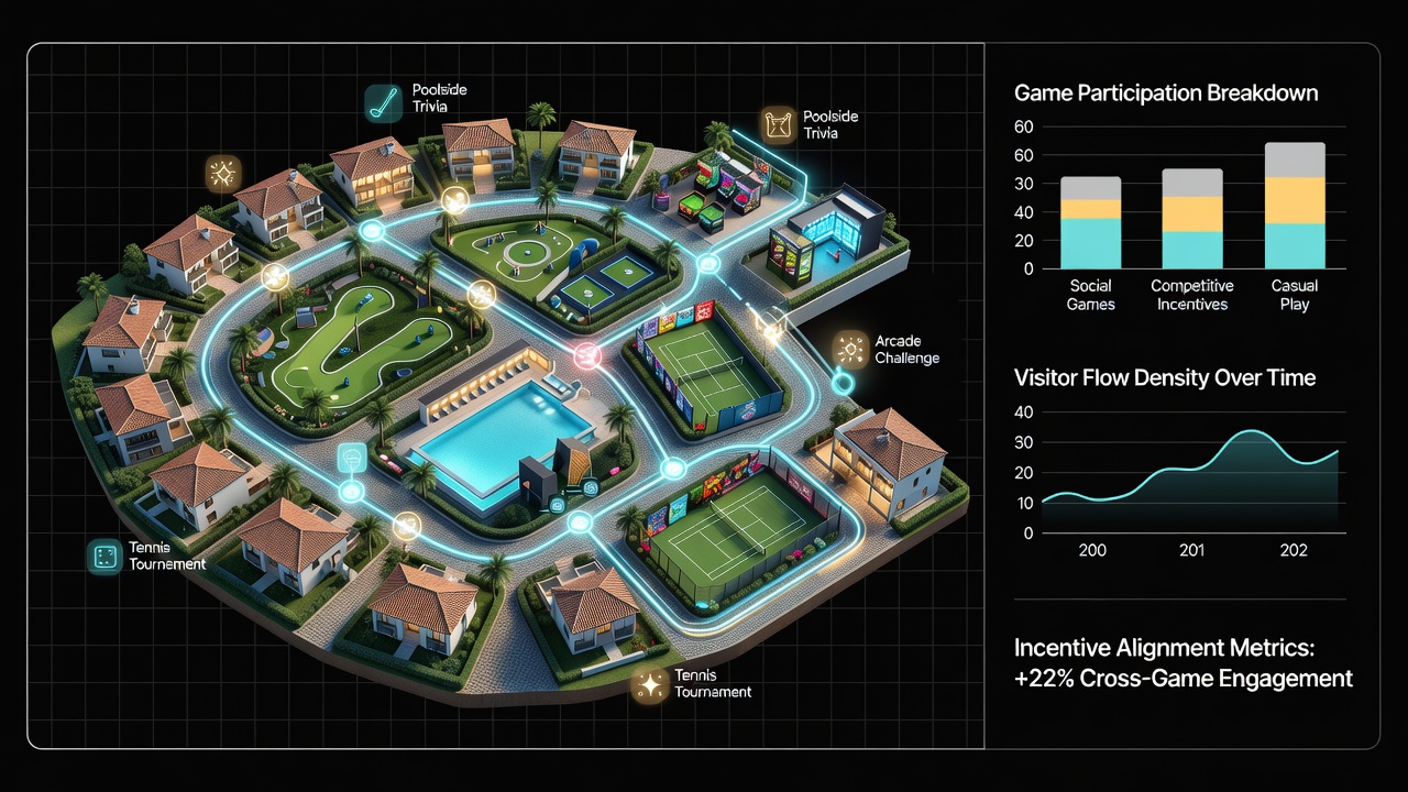 Heat map overlay showing visitor flow between adjacent casino resorts and incentive zones